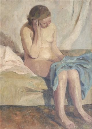 Felice Carena (1879 - 1966) Nudo seduto/ritratto della moglie, 1920;Olio su...
