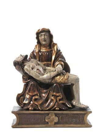 Scultura, Spagna, sec. XVII, La Pietà, in legno policromo intagliato e...