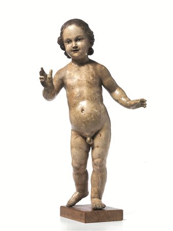 Scultura, Napoli sec. XVIII, Gesù Bambino benedicente, in legno policromo...