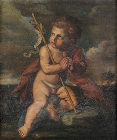 Maestro del XVII secolo. "San Giovannino". Olio su tela. Cm 78x66.