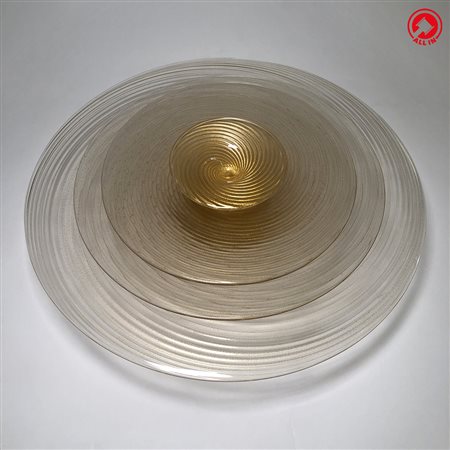 MURANO - Set di 4 piatti a foglia d'oro