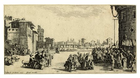 Jacques Callot, Il mercato degli schiavi o La piccola veduta di Parigi. 1629.