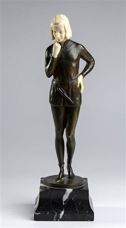 Scultura tedesca in bronzo raffigurante una figura maschile - firmata SCHTIMPE