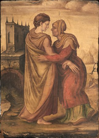 Maniera della pittura del CinquecentoVISITAZIONEolio su tavola, cm 71,5x52...