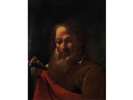 Maestro del XVII secolo San Paolo Olio su tela Misure 60x46,5 cm
