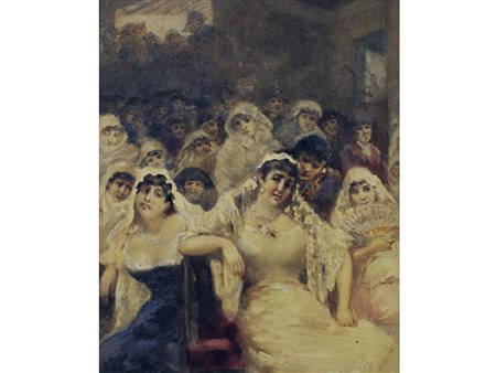 Anonimo (XIX secolo) Giovani donne Acquarello su carta Misure 29x23,5 cm