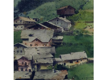 Aurelio Craffonara (Gallarate 1875-Genova 1945) Paesaggio montano Acquarello...