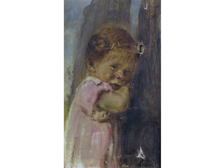 Natale Morzenti (Silvano d'Orba 1884-Martinengo 1947) Bambina Olio su tela...