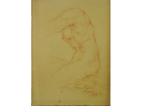 Marie-Louise Simard (1886-1963) Studio di nudo Sanguigna su carta Firmato...