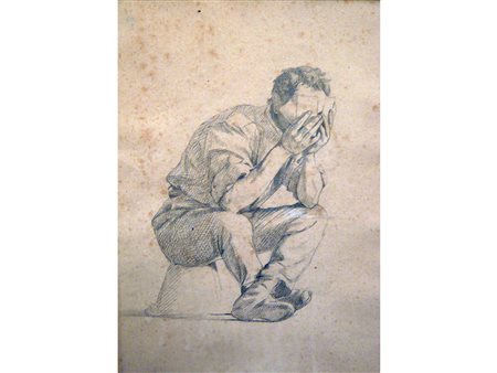 Giuseppe Abbati (Napoli 1836-Firenze 1868) Figura maschile Matita su carta...