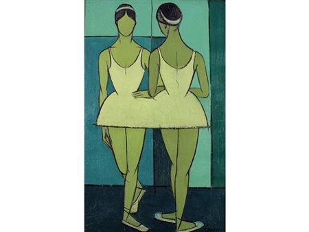 Franco Dacquati (1910-1988) Ballerine Olio su cartoncino Firmato Misure 80x50 cm
