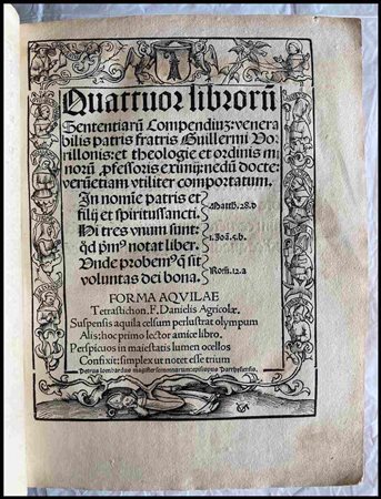GULIELMUS DE VORRILLONG Quattuor librorum Sententiarum Compendium … 4to,...