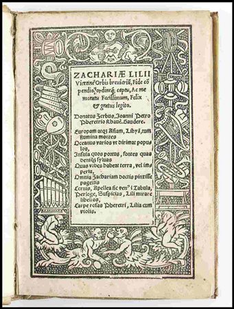 LILIO ZACCARIA Orbis Terrarum. Venezia 1540 In-8 88cc. Legatura in piena...