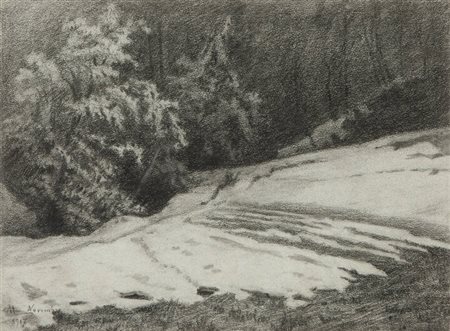 CAMILLO MERLO<BR>Torino 1856 - 1931<BR>"Neve in collina" novembre 1917