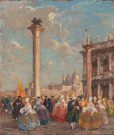 Eugenio Bonivento (Chioggia 1880-Milano 1956)  - Venezia, le Colonne di San Marco