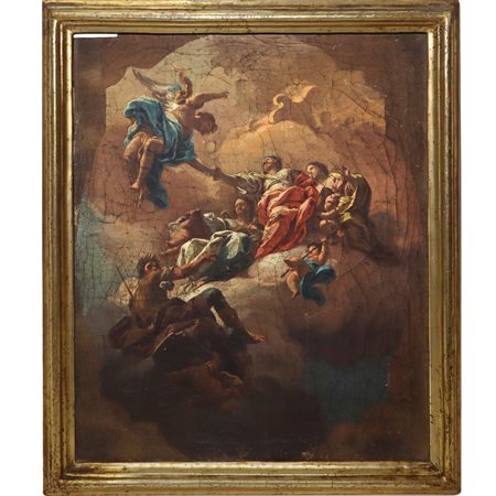 Pietro Paolo Vasta (attribuito a) (Acireale 1697-Acireale  1760)  - Ascensione della Madonna in cielo con santi e angeli, bozzetto, XVII century