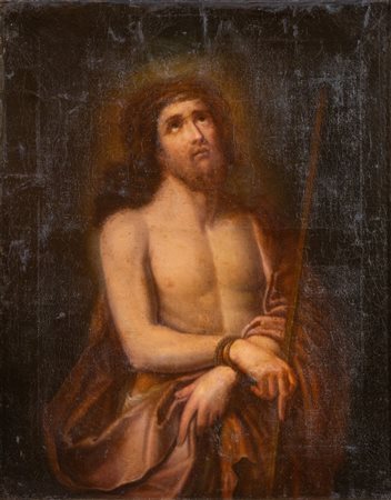 Maestro del XVIII secolo. "Ecce homo". Olio su tela. Cm 82x66.