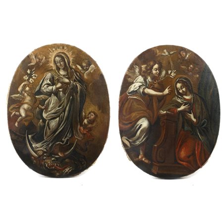  
Annunciazione della Vergine e Immacolata Concezione XVIII secolo
coppia di dipinti olio su tela 58 X 44 cm