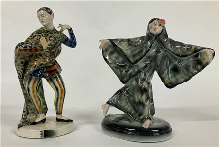Manifattura di Volkstedt
Due sculture in ceramica dipinta in policromia all'aer