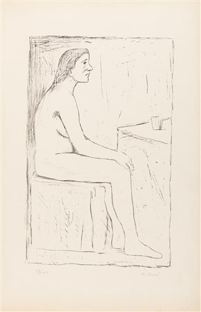 Carlo Carrà (Quargnento 1881-Milano 1966)  - Nudo seduto, 1944