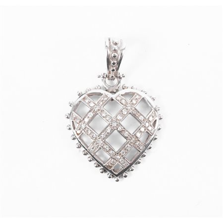 CIONDOLO a forma di cuore in oro bianco 18 KT con diamanti