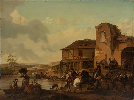 Giovanni Migliara (Alessandria 1785-Milano 1837)  - Scena di vita popolare