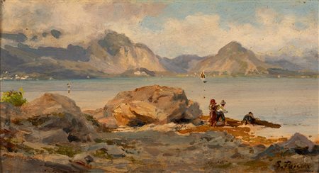 Silvio Poma (Trescore Balneario 1840-Turate 1932)  - Meriggio al lago (Feriolo)
