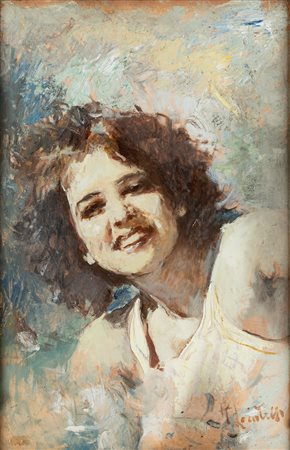Romualdo Locatelli (Bergamo 1905-Manila 1943)  - Ritratto femminile (fronte); Paesaggio tunisino (retro)