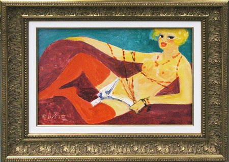 SALVATORE FIUME, "Modella dalle calze rosse", 1996