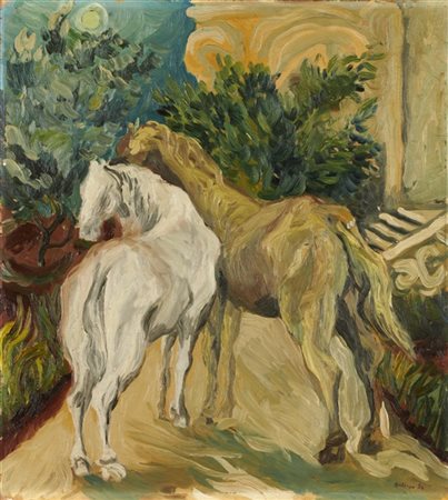 Renato Guttuso "Cavalli lunari" 1936
olio su tavola
cm 65x59,5
Firmato e datato