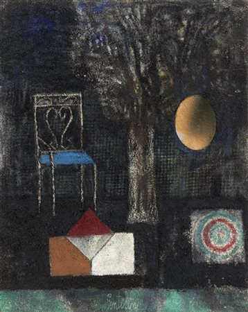 Franco Gentilini "Il giardino incantato" 1963
olio su tela sabbiata
cm 61x49
Fir