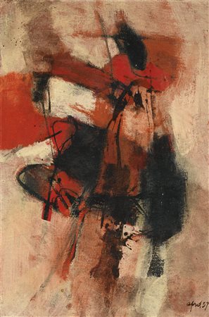 AFRO 1912 - 1976 COMPOSIZIONE signed and dated 57, oil and mixed media on...