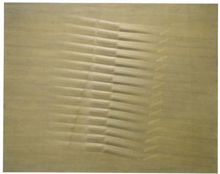 AGOSTINO BONALUMI GRIGIO signed and dated 84 on the reverse, shaped canvas...