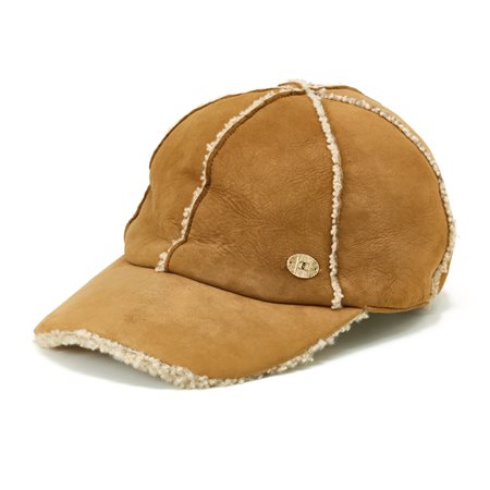 Cappello Chanel con visiera in montone (100% baby lamb) colore naturale. Logo...