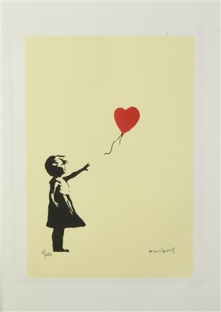 Da Banksy GIRL WITH A BALLOON (YELLOW EDITION) eliografia su carta Arches, cm...