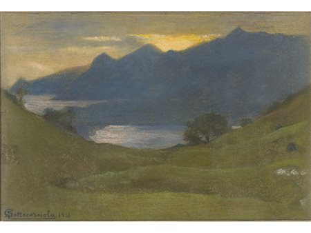 Giovanni Sottocornola (Milano 1855-1917) Paesaggio Pastello su carta Firmato...