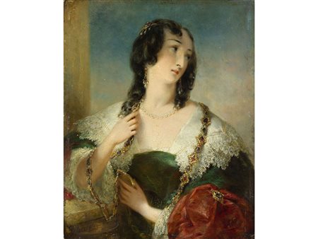 Edmund Thomas Parris (1793-1873) Ritratto di dama Olio su tavoletta Firmato...