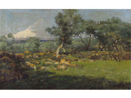 Firma illeggibile (XIX secolo) Paesaggio Olio su tela Misure: 75,5x 121 cm