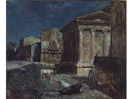 Odoardo Ferretti (XX secolo) Paesaggio romano Firmato e datato Roma 1923 Olio...