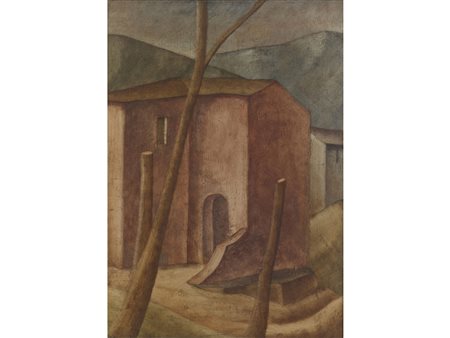 Marcello Scuffi (1948) Case Olio su tela Misure:70x50 cm