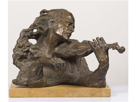 Federico Severino (1953) Il violinista Bronzo Anni Ottanta Misure:60x41x34 cm