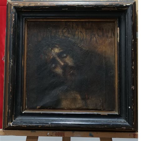 Dipinto olio su tela, scuola Italiana XIX secolo, raffigurante Cristo....