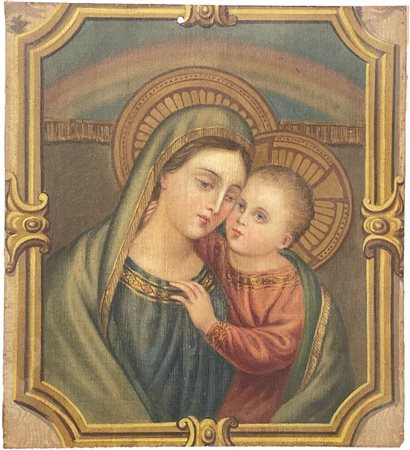 Dipinto olio su tela, Succo d'erba, raffigurante Madonna del Buon Consiglio....