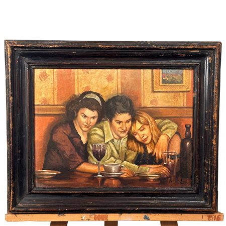 Dipinto olio su tavola del XX secolo di scuola continentale , raffigurante il...