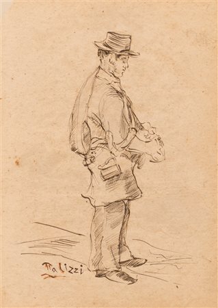 Figura virile in piedi con cappello   Filippo Palizzi