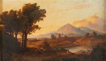Giacinto Gigante (Napoli 1806 –1876), “Paesaggio con Vesuvio”.