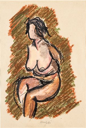 Morlotti Ennio Lecco 1910 - 1992 Nudo Pastello su carta 33 x 49 cm Firmato in...