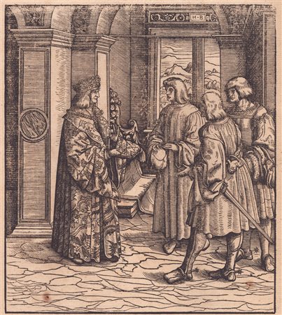Hans Burgkmair il Vecchio (1473 - 1531) 
Il giovane Weisskunig impara l'inglese dagli arcieri nei Paesi Bassi 
 