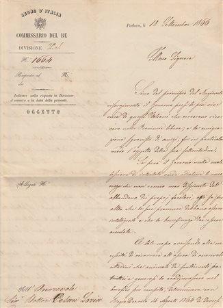Gioacchino Napoleone Pepoli (Bologna 1825 - ivi 1881), Emigrati politici - Padova - riparto tasse in Veneto