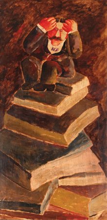 FRANZ BORGHESE (1941-2005) Il bibliotecario 1992olio su tavola cm...